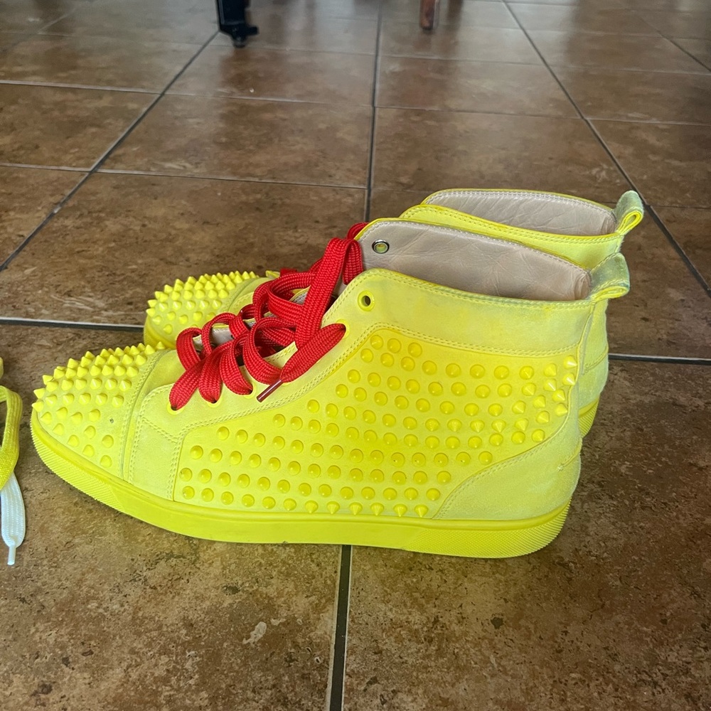 Gold Christian Louboutin Red Bottom Shoes / Mens Size 11